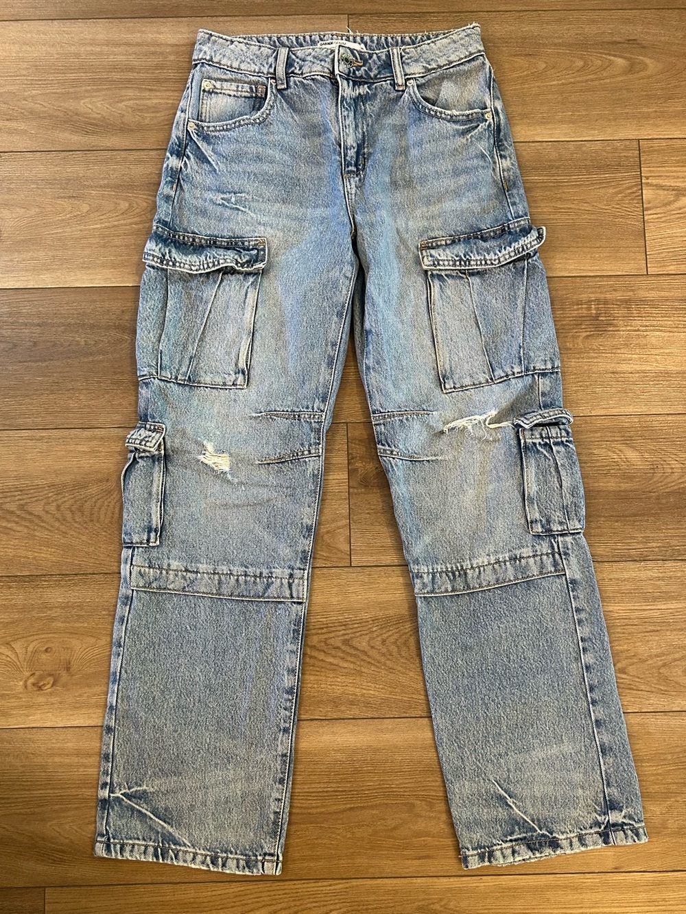 Garage Denim Slouchy Cargo Jeans Size 1 W25 Light Wash Baggy Y2K